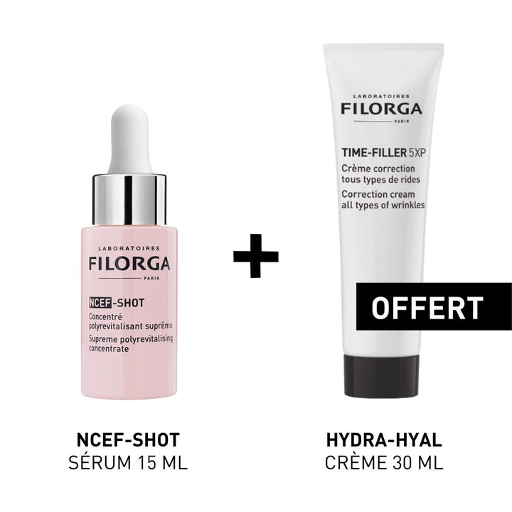 Filorga NCEF-Shot Duo Concentrated Serum 15ml (0.50fl oz) + Time-Filler Cream 5XP 30ml (1.01fl oz)