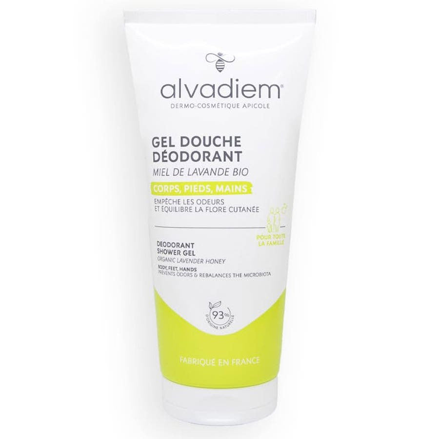 Alvadiem Gel Douche Surgras Déodorant Miel de Lavande Bio 200 ml (6.76fl oz) 