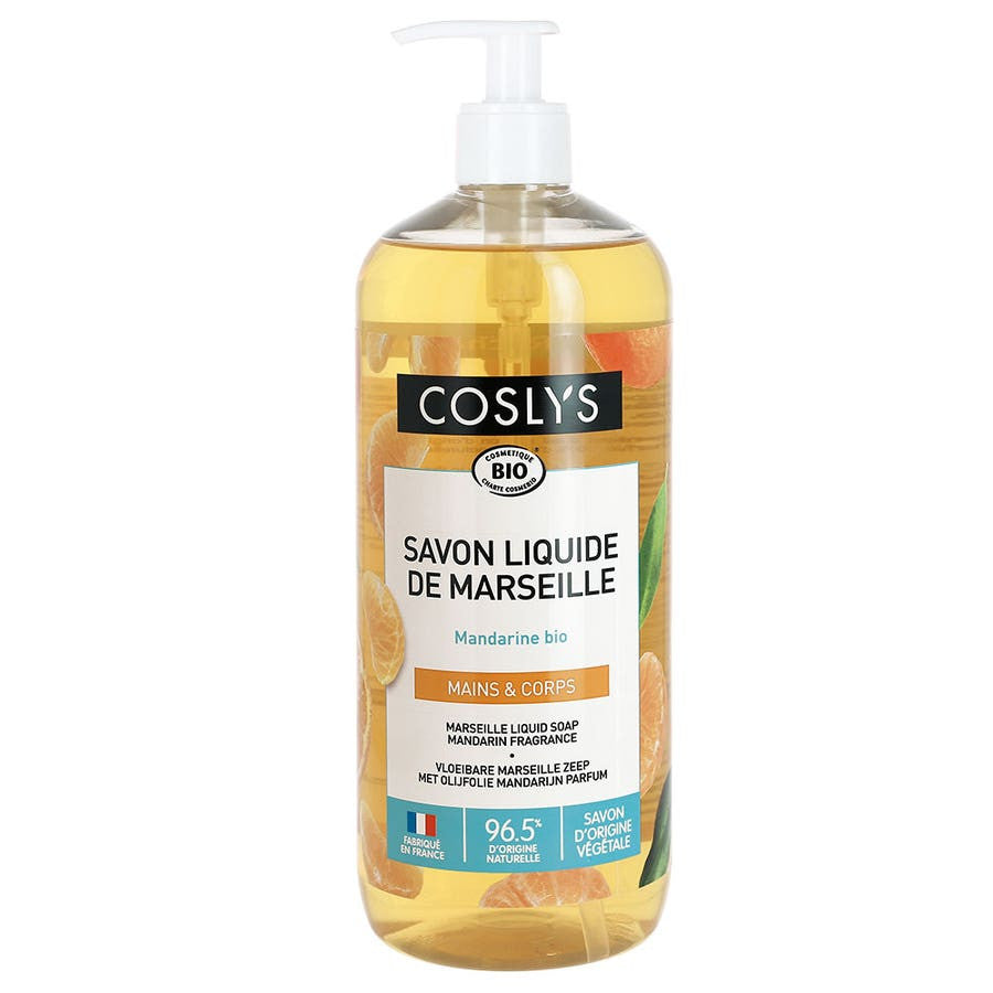 Savon liquide de Marseille bio à la mandarine Coslys Mains et Corps 1L (33,81fl oz) 