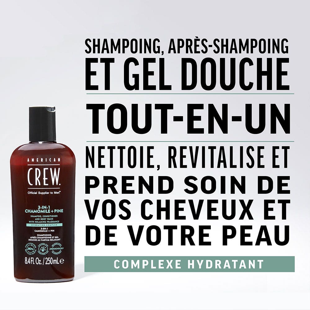American Crew 3-in-1 Shampoo with Chamomile and Pine, 450ml