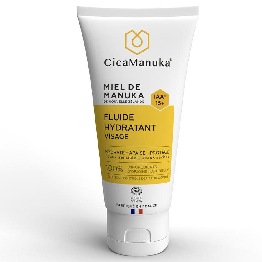 Fluide hydratant visage Cica Manuka au miel de Manuka IAA15+ pour peaux sensibles et sèches 50 ml (1,69 fl oz) 