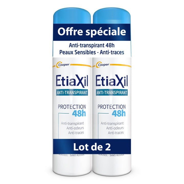 Etiaxil Antiperspirant 72h Protection Aerosol Deodorant sensitive skin 2 x 150ml (5.07fl oz)