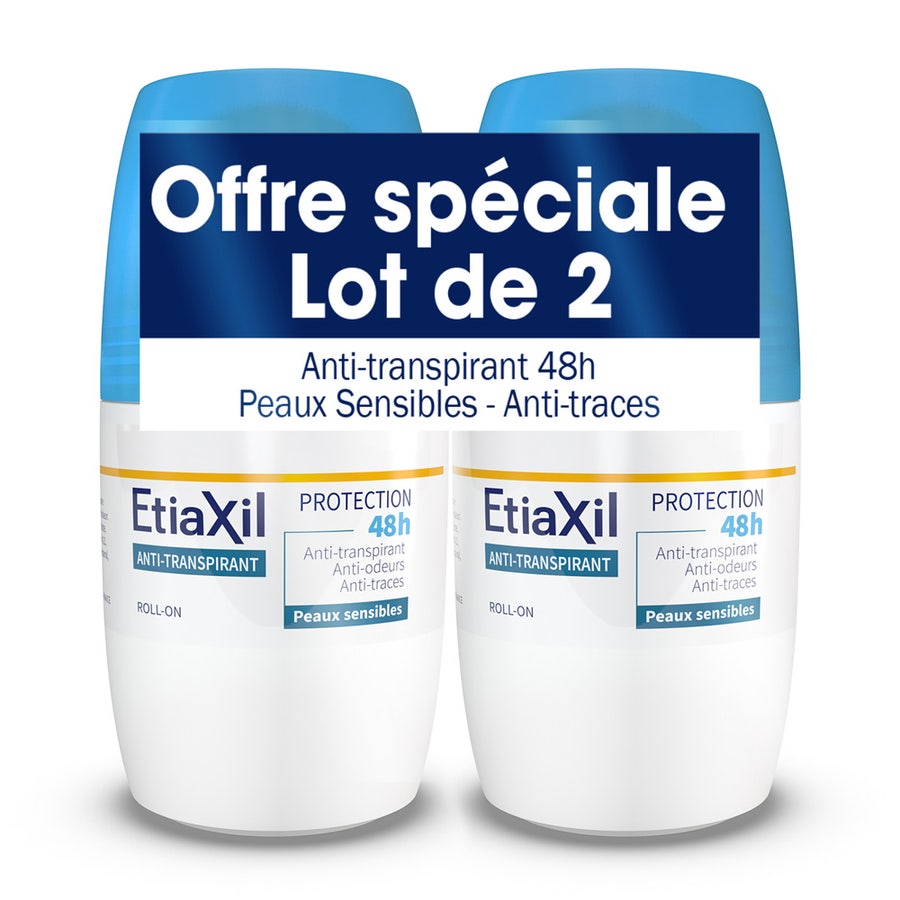 Etiaxil Antiperspirant Roll-On Deodorant 48h Protection Moderate Sweating Sensitive Skin 2x 50ml (1.69fl oz)
