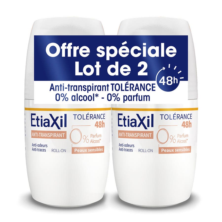 Etiaxil Antiperspirant Tolérance 48H Roll-on Deodorant Sensitive Skin 2x 50ml (1.69fl oz)