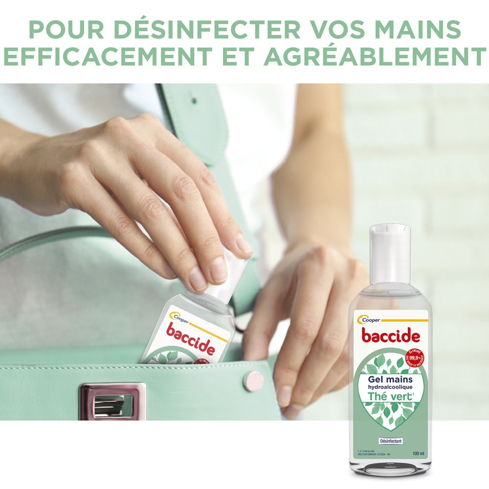 Baccide Gel Mains Désinfectant Hydroalcoolique Thé Vert Peaux sensibles 30ml (1.01fl oz)