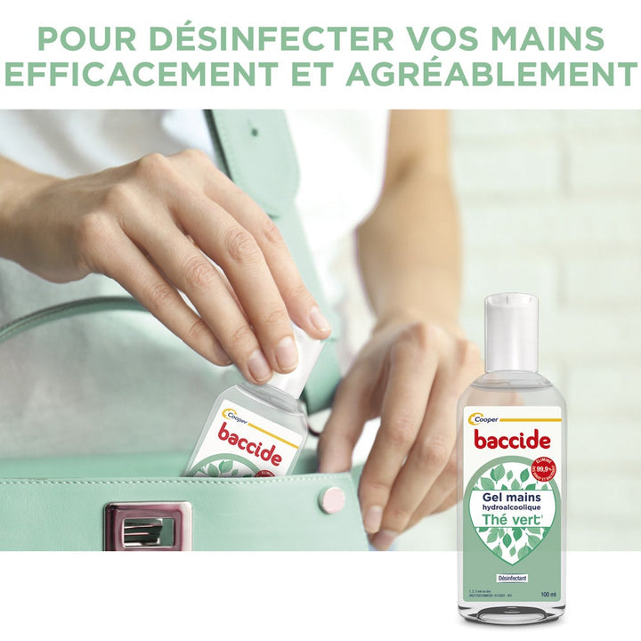 Baccide Gel Mains Désinfectant Hydroalcoolique Thé Vert Peaux sensibles 100ml (3.38fl oz)
