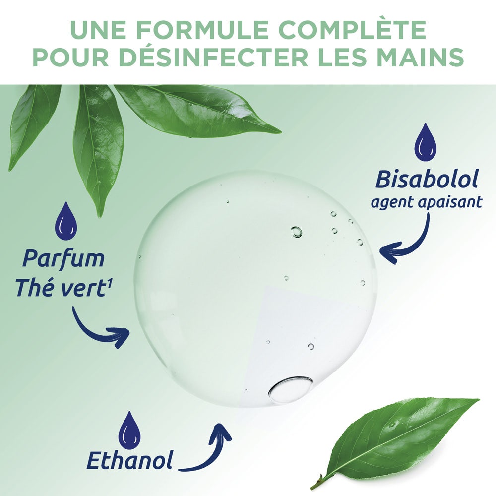 Baccide Gel Mains Désinfectant Hydroalcoolique Thé Vert Peaux sensibles 100ml (3.38fl oz)