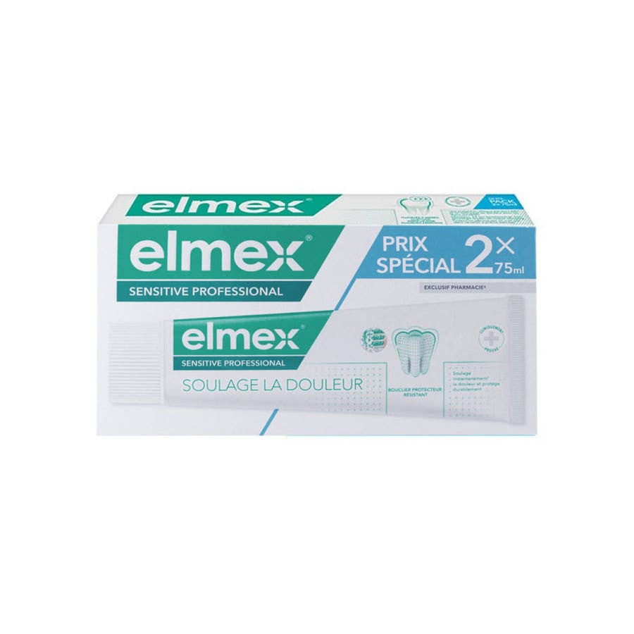 Dentifrice Elmex Sensitive antidouleur 75 ml x2 (2,53 fl oz x2) 