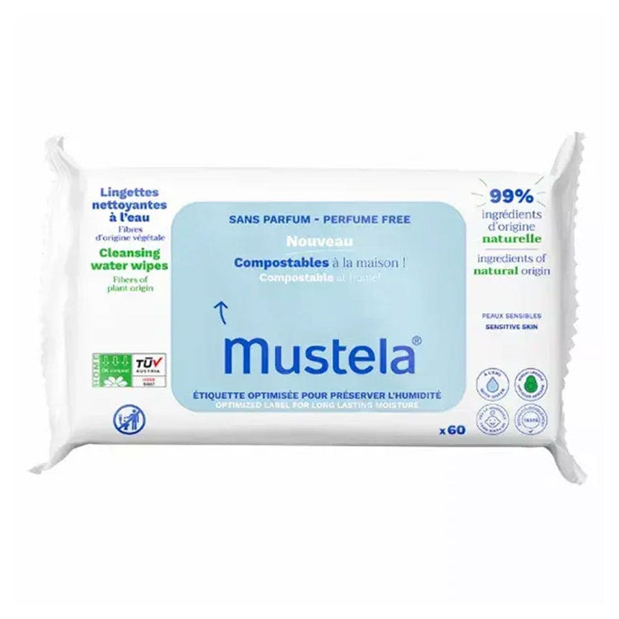 Mustela Compostable Water Cleansing Wipes x60