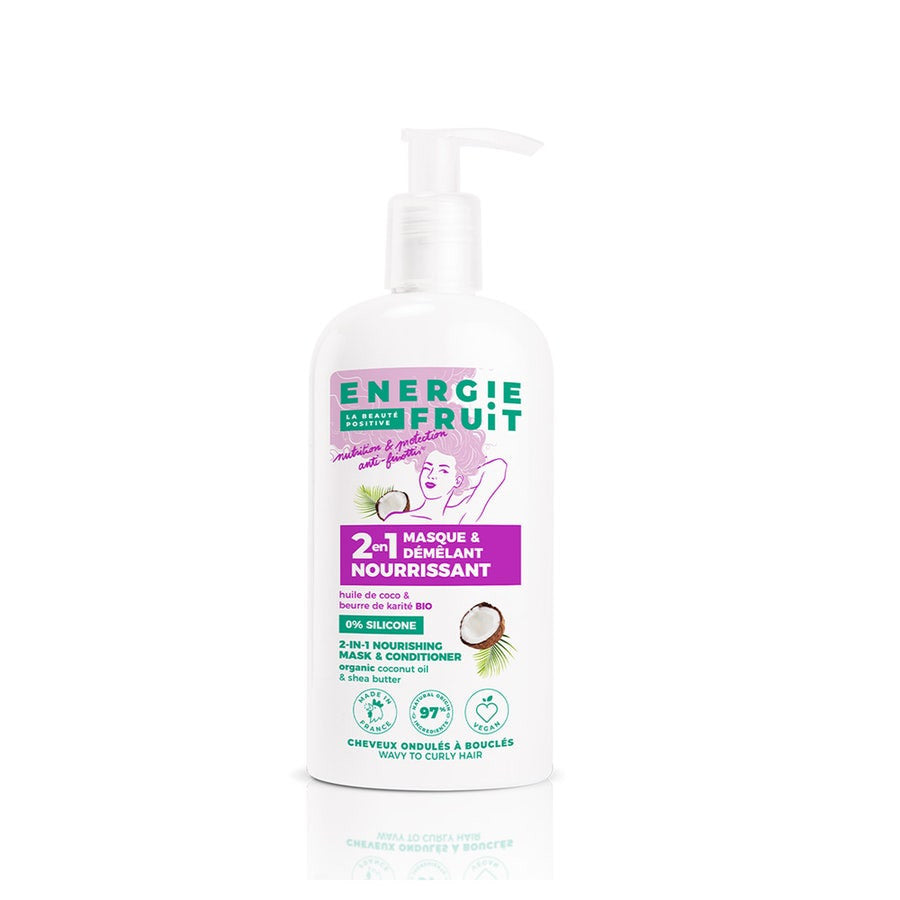 Masques 2 en 1 Energie Fruit Coco et Beurre de Karité Bio Cheveux Boucles 300 ml (10,14 fl oz) 