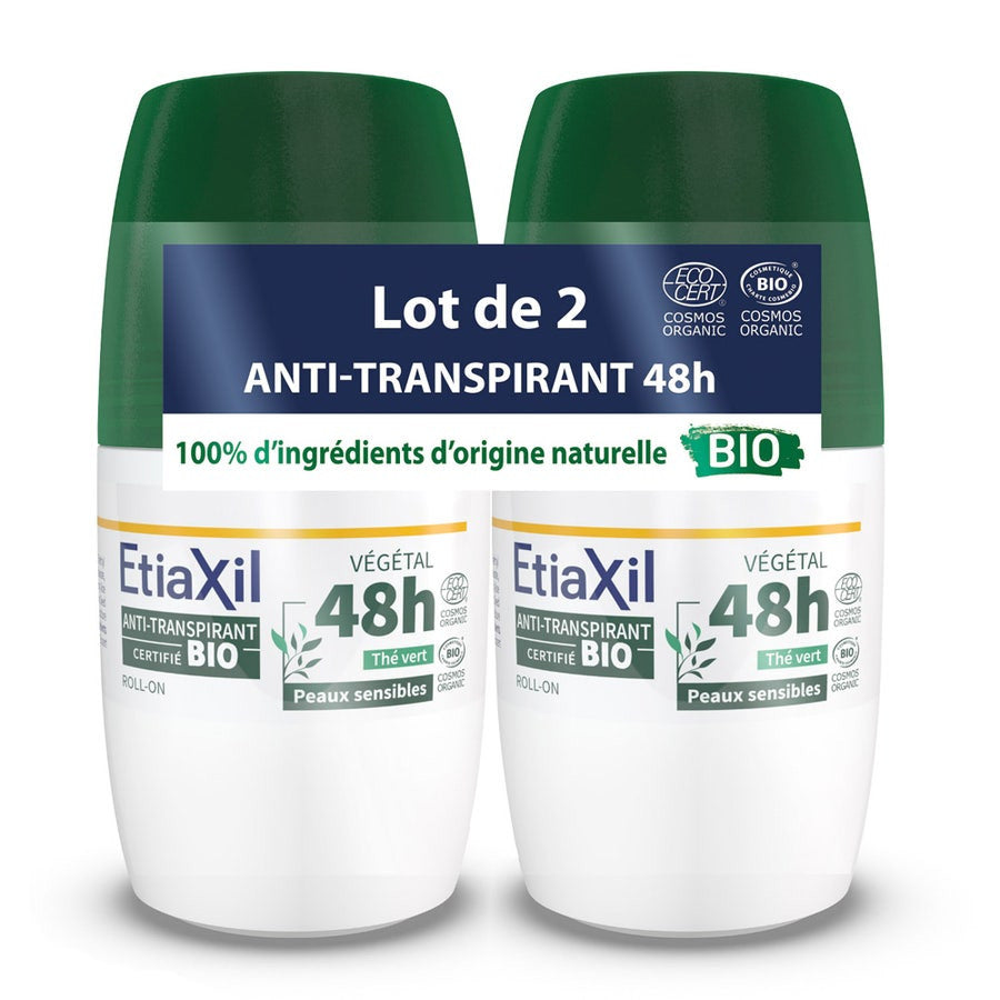 Etiaxil Antitranspirant Bio Thé Vert 48H Roll-on 2x 50 ml (1,69 fl oz) 