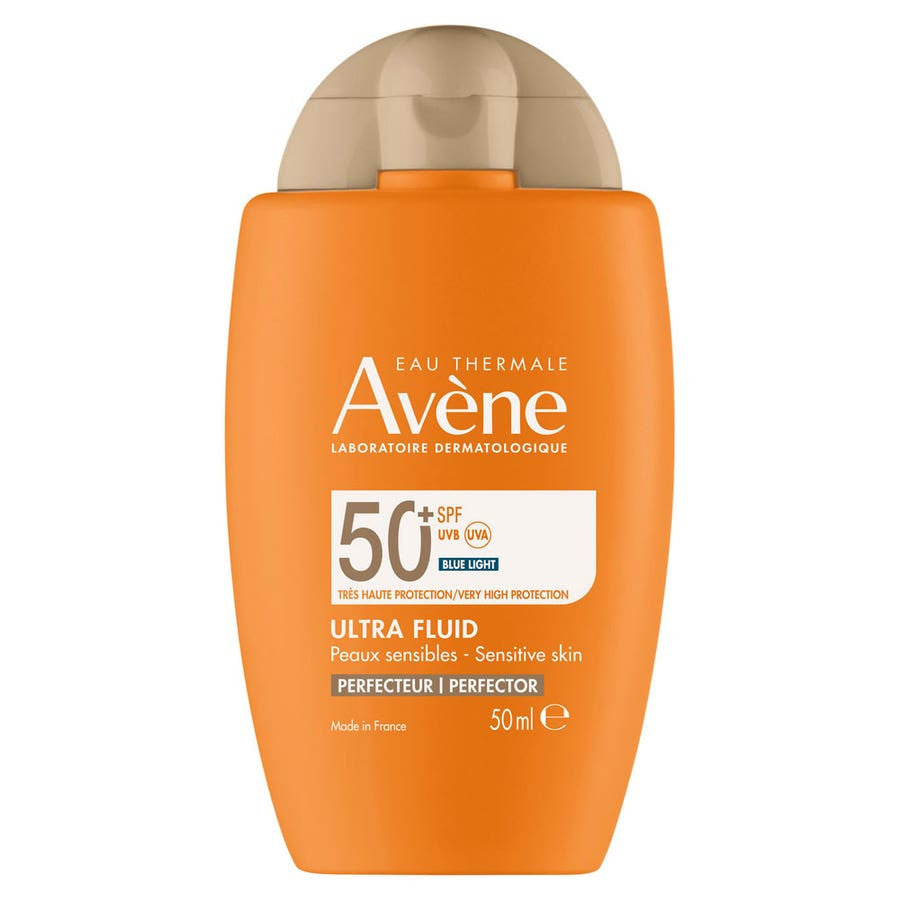 Avène Ultra-Fluide Perfecteur SPF50+ UVB UVA Crème Solaire Lumière Bleue Peaux Sensibles 50 ml (1,69 fl oz) 