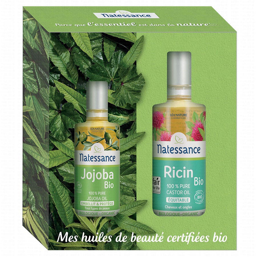 Natessance Mes Huiles de Beauté Certifiées Bio Jojoba 50 ml et Ricin 100 ml 