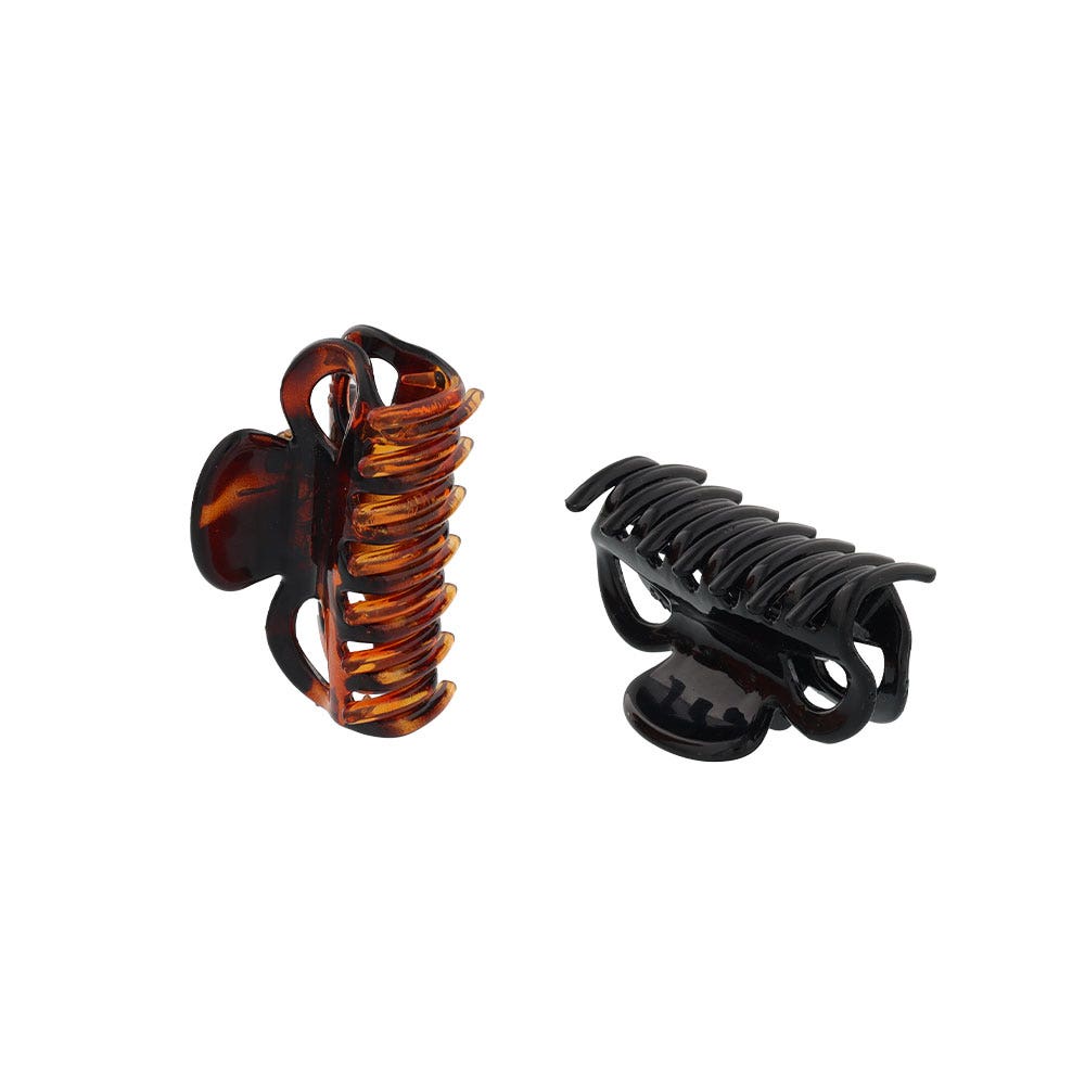 Estipharm Small Hair Clip Tortoiseshell and Black x2