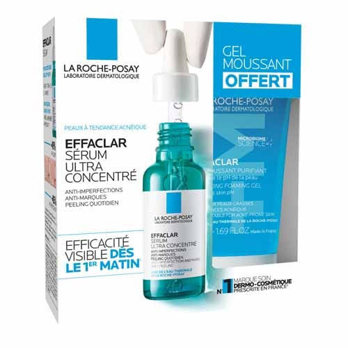 La Roche-Posay Effaclar Sérum Ultra Concentré + Gel Moussant Peaux à Tendance Acnéique 