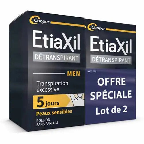 Anti-transpirant roll-on pour homme Etiaxil contre la transpiration excessive - 5 jours, 15 ml 