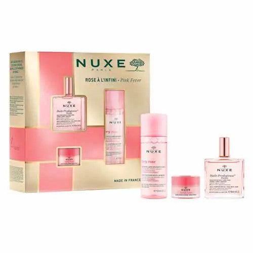 Coffrets cadeaux Nuxe Very Rose Infinite Rose avec Huile Prodigieux® Huile Florale, Eau Micellaire Very Rose et Baume à Lèvres à la Rose 