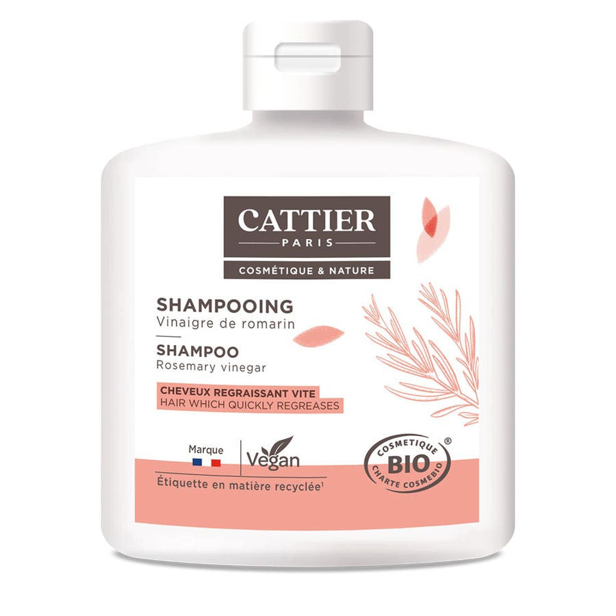 Shampooing au vinaigre de romarin bio Cattier pour cheveux gras 250 ml 