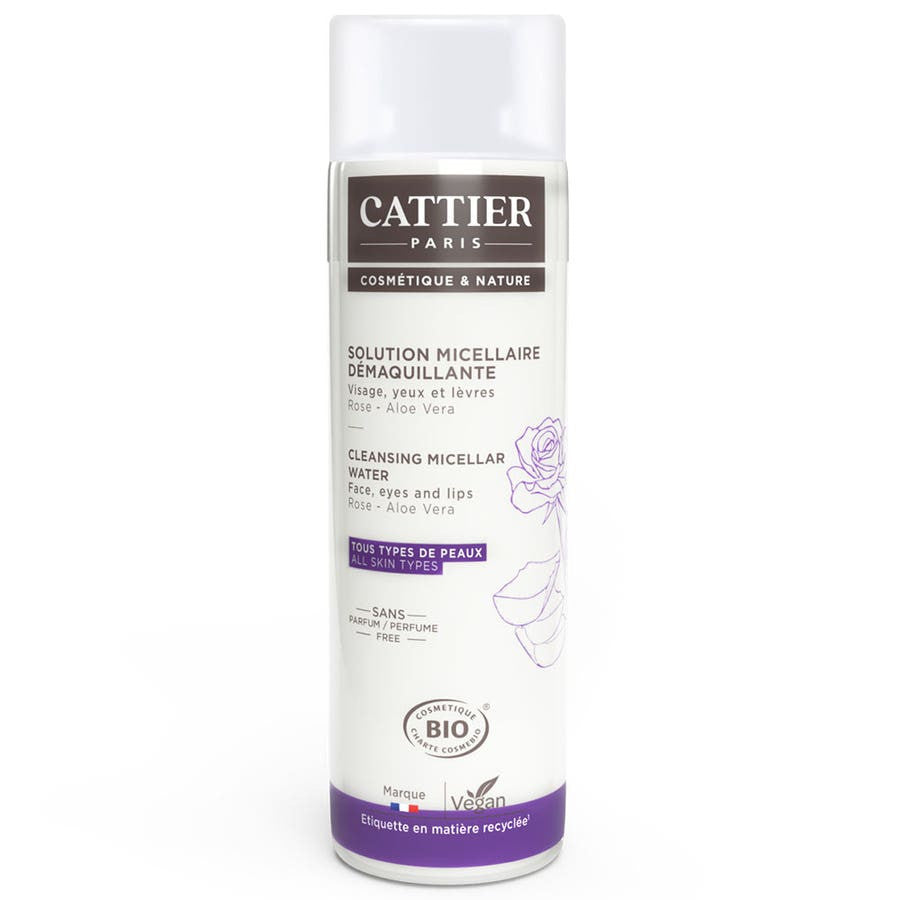 Cattier Solution Micellaire Nettoyante Rose Aloe Vera Bio 300 ml 