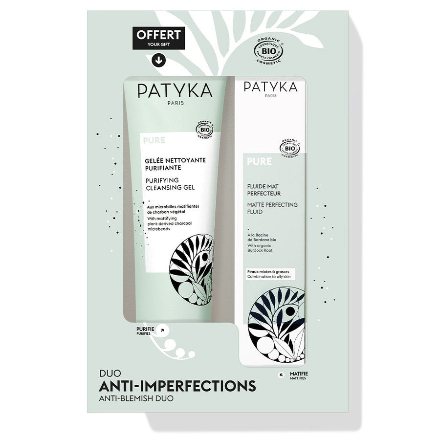 Duo Anti-Imperfections Patyka avec Gel Nettoyant Purifiant et Fluide Perfecteur Effet Mat 