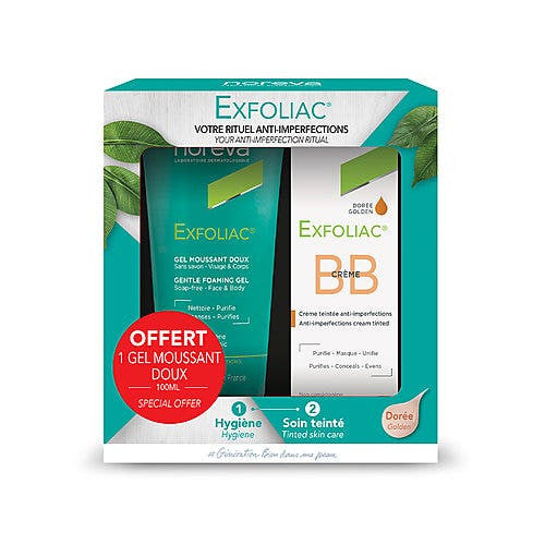 Noreva Exfoliac Rituel Anti-Imperfections avec BB Crème Teintée 30 ml et Gel Moussant Doux 100 ml 