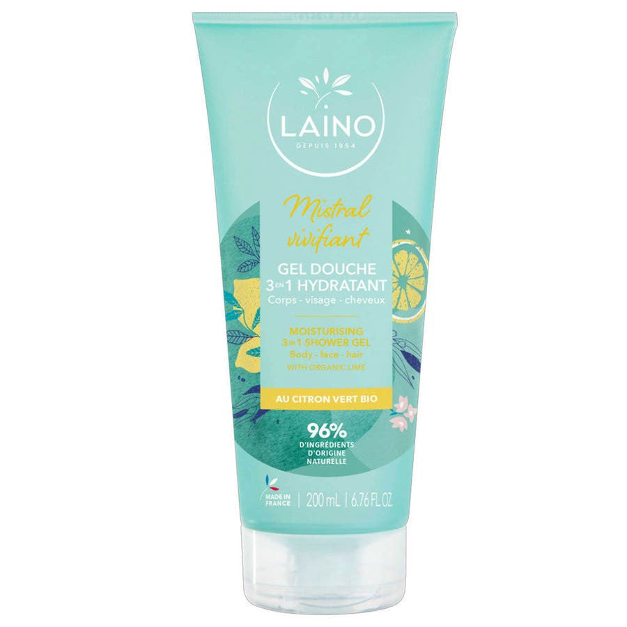 Laino Mistral Shampoing douche revigorant au citron vert bio 200 ml 