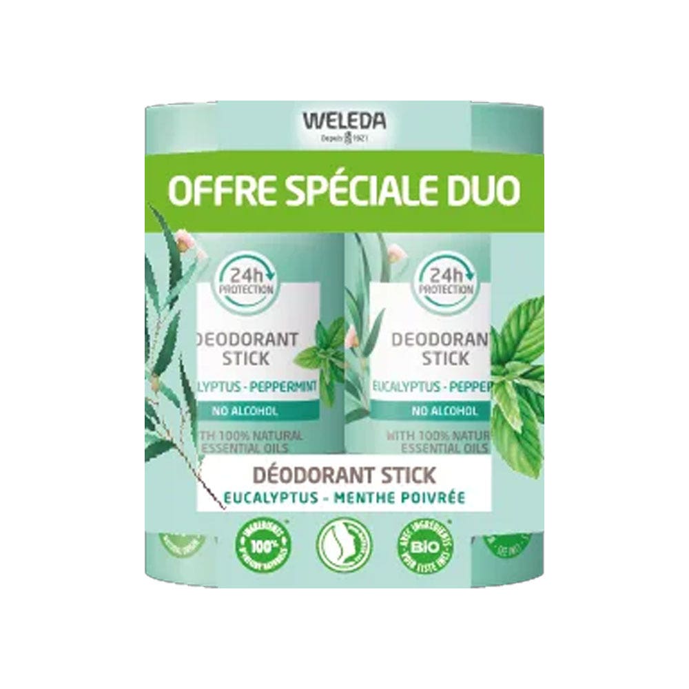 Weleda Deodorants Stick 24h Eucalyptus Peppermint 2x50g (1.76oz)