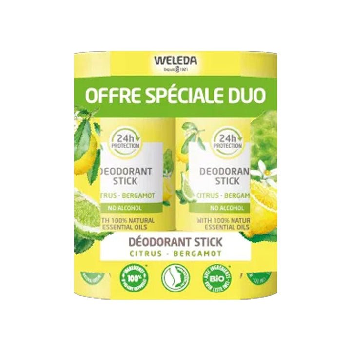 Weleda Deodorants مزيل عرق ستيك 24h حمضيات وبرغموت 2x50g