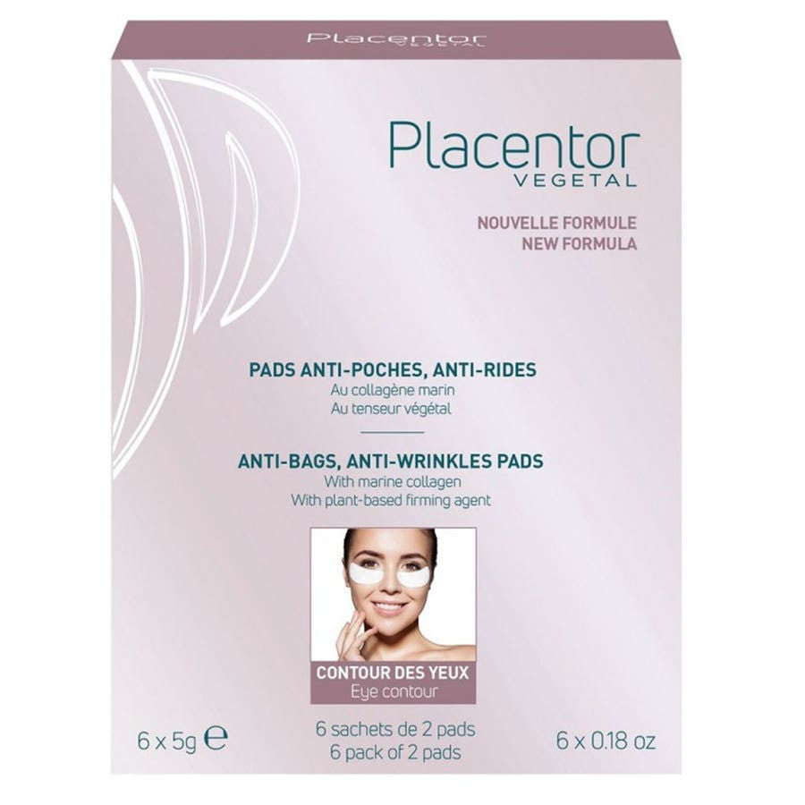 Placentor Vegetal Pads for Wrinkles and Puffiness with Marine Collagen 6 Sachets of 2 Pads