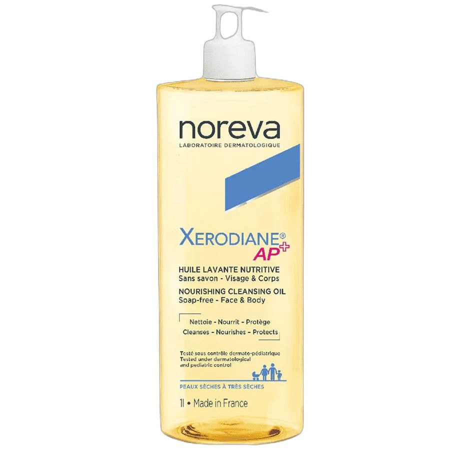 Noreva Xerodiane Ap+ Huile Nettoyante Visage et Corps Peaux Sèches à Très Sèches 1 L (33,81 fl oz) 