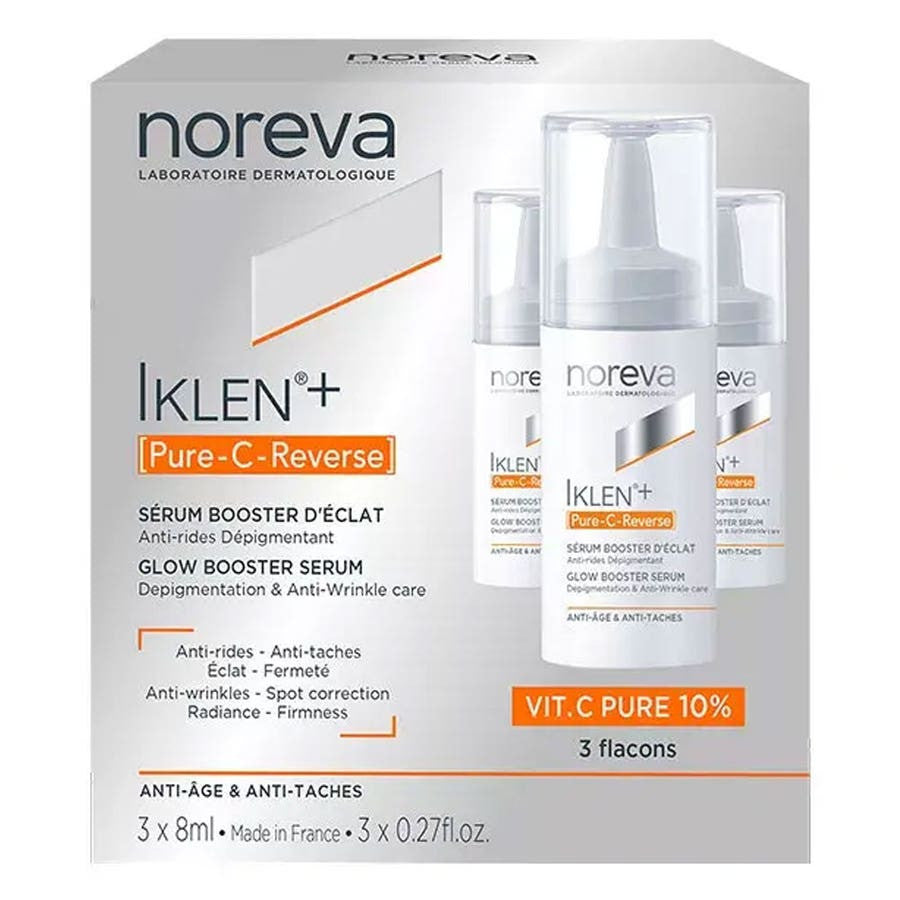 Noreva Iklen+ Pure C Reverse Serum Booster Anti-Âge et Anti-Taches 3 Flacons x 8 ml (0,27 fl oz) 