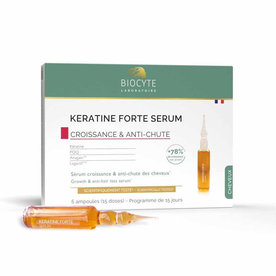 Biocyte Hair Keratine Forte Sérum Croissance et prévention de la chute des cheveux 9 ml x5 (0,30 fl oz x5) 