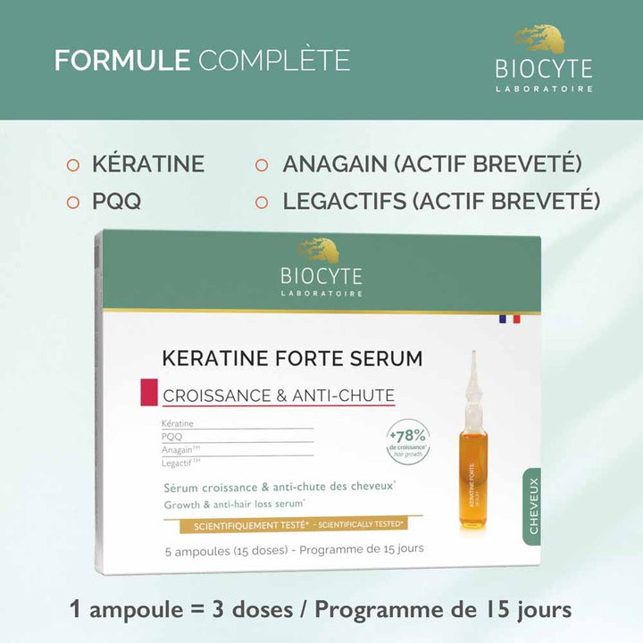 Biocyte Hair Keratine Forte Serum Growth and hair loss prevention 9ml x5 (0.30fl oz x5)