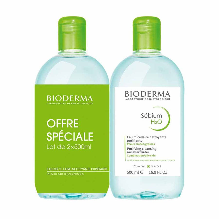 Bioderma Sebium H2O Purifying Cleansing Micelle Solution for Combination to Oily Skin - 500ml