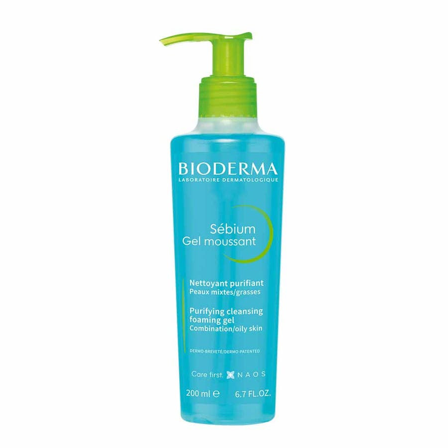 Bioderma Sébium Gel Nettoyant Moussant Purifiant Peaux Mixtes à Grasses 200 ml 