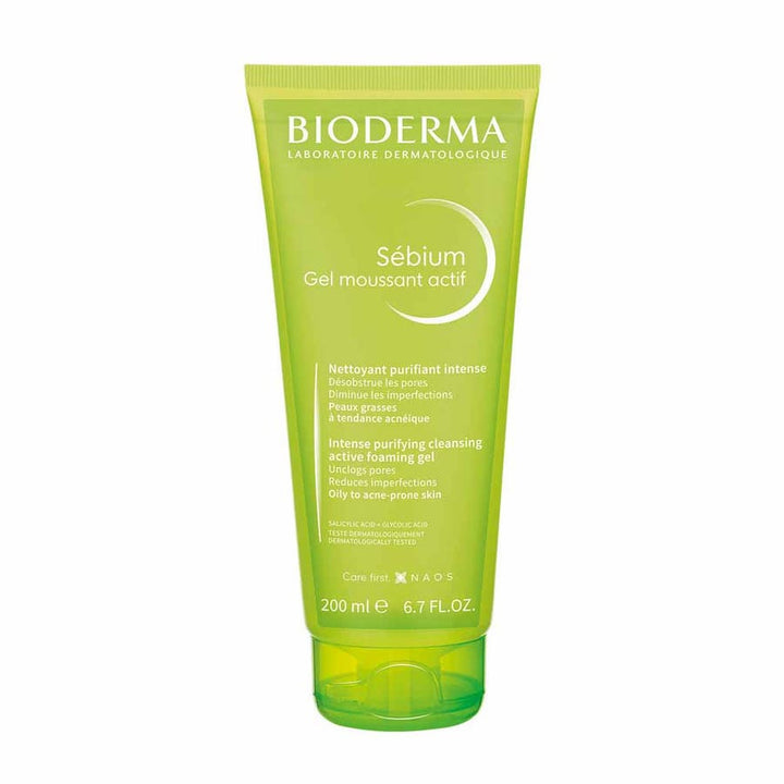 Gel Moussant Actif Sébium Bioderma 200 ml pour peaux grasses à tendance acnéique 