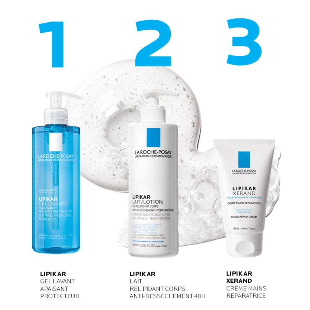 La Roche-Posay Lipikar Huile Lavante AP+ and Baume Relipid+M Peaux A Tendance Eczema Atopique 2x400ml (13.53fl oz)
