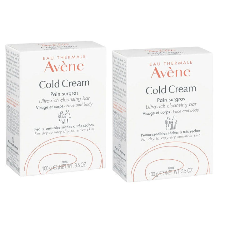 Avène Cold Cream Superfatted Face and Body Bar for Sensitive Skin 2x100g (3.53oz)