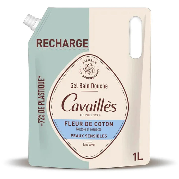 Rogé Cavaillès Recharge Gel Bain &amp; Douche Fleur de Coton Peaux Sensibles 