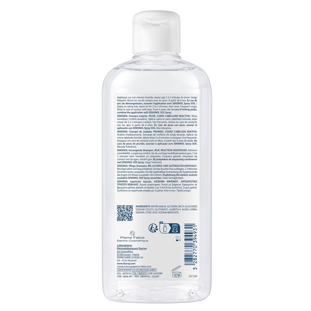 Ducray Sensinol Itch Treatment Shampoo for Reactive Scalps 400ml (13.53fl oz)