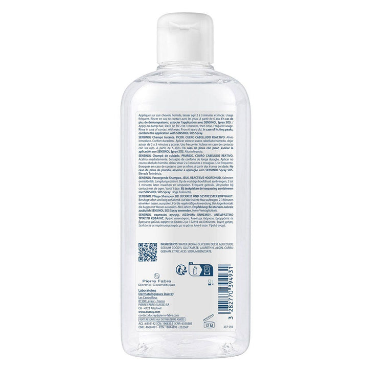 Ducray Sensinol Itch Treatment Shampoo for Reactive Scalps 400ml (13.53fl oz)