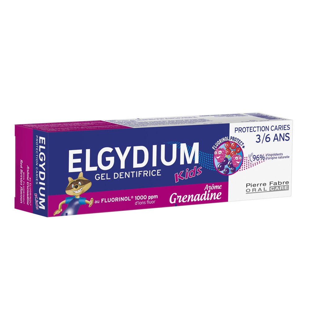 Elgydium Toothpaste Caries Protection Gel 3/6 Years Kids Grenadine flavour 50 ml (1.69fl oz)