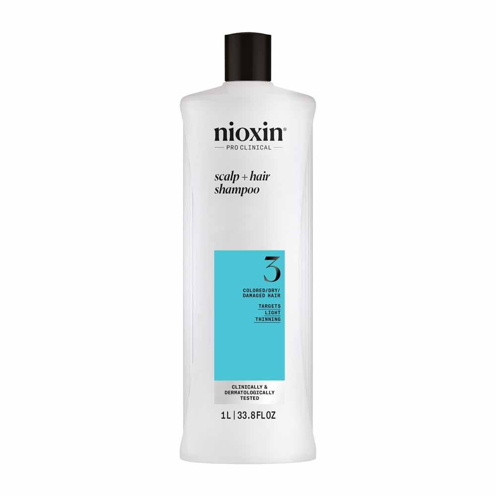 Nioxin System 3 Shampoo for Dyed/Dry/Damaged Hair and Moderate Loss 1L