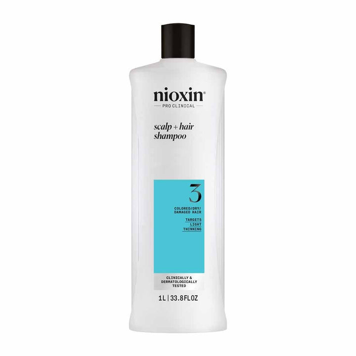 Nioxin System 3 Shampoo for Dyed/Dry/Damaged Hair and Moderate Loss 1L