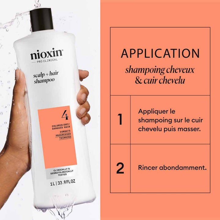 Nioxin System 4 Shampoo for Coloured/Dry/Damaged Hair and Advanced Loss 1L