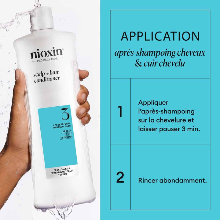 Nioxin System 3 Conditioner for Coloured/Dry/Damaged Hair and Moderate Loss 1L