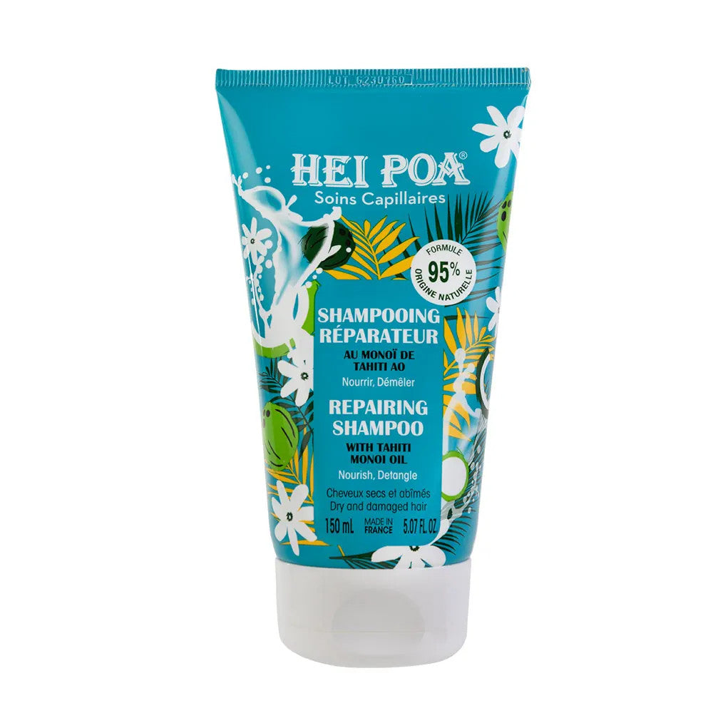 Hei Poa Hair Care Shampoing Réparateur Monoï De Tahiti Cheveux Secs et Abîmés 150 ml (5,07 fl oz) 