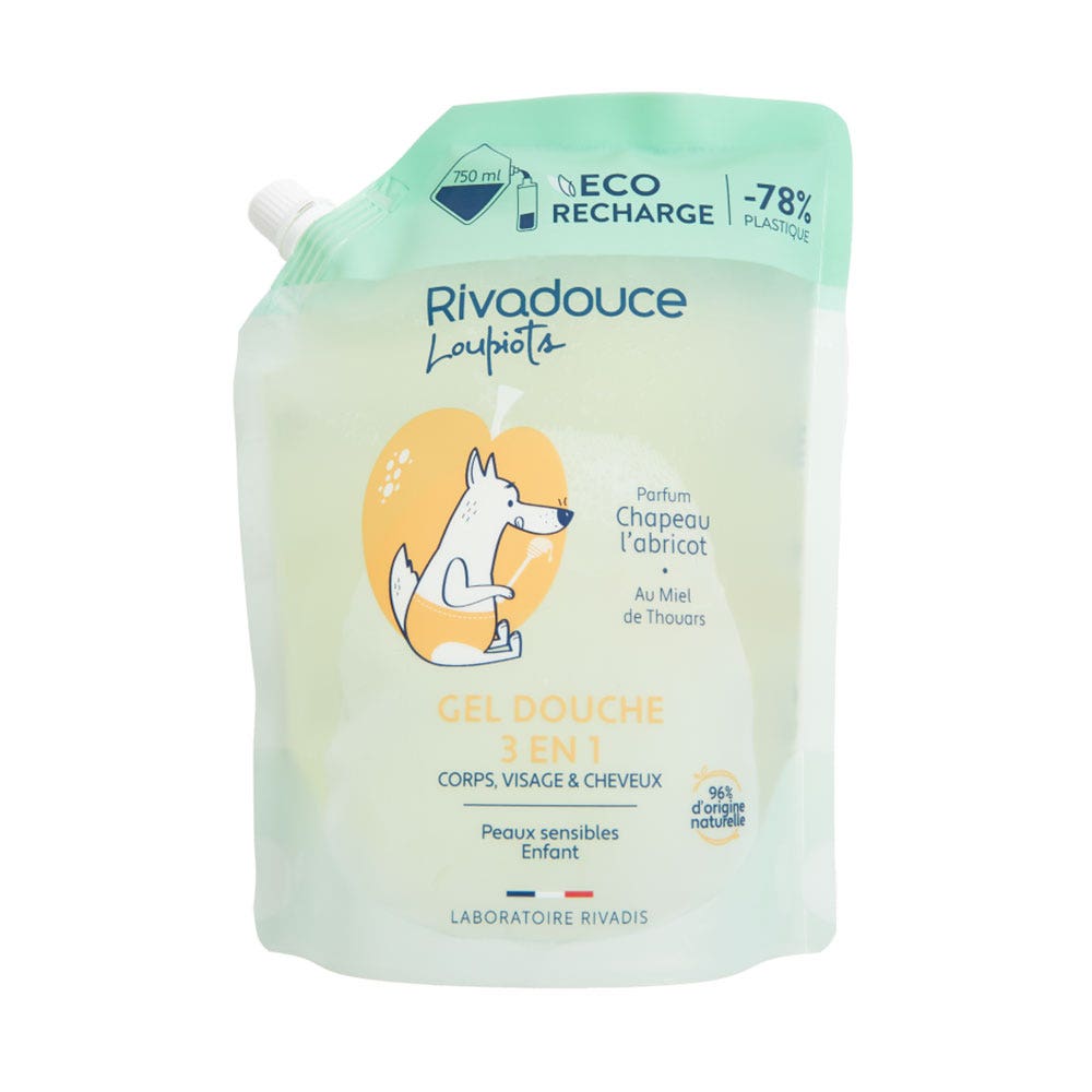 Rivadouce Loupiots Refill 3in1 Shower Gel for Children Body & Hair 750ml (25.36fl oz)