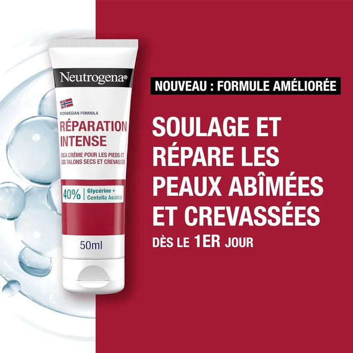 Neutrogena Intensive Repair CICA Crème Pieds et Talons Secs et Crevassés 50 ml (1,69 fl oz) 