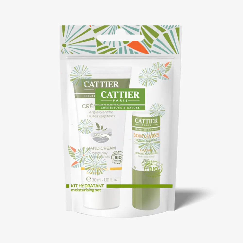 Cattier Hydrating Kit Hand Cream & Lip Care Set, 30ml & 4g